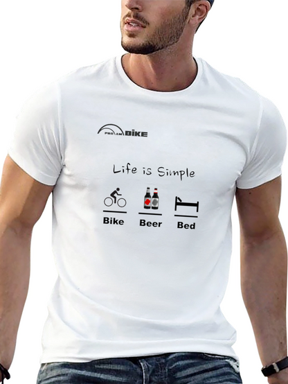Camiseta Negra: Bici Cerveza Cama - Vida Simple