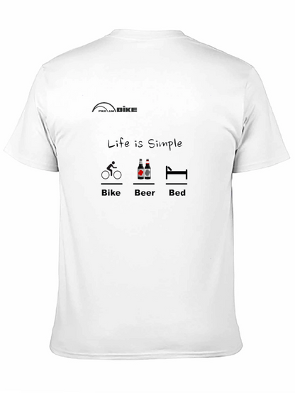 Camiseta Negra: Bici Cerveza Cama - Vida Simple