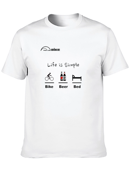 Camiseta Negra: Bici Cerveza Cama - Vida Simple