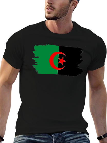 Camiseta Negra con Bandera de Argelia