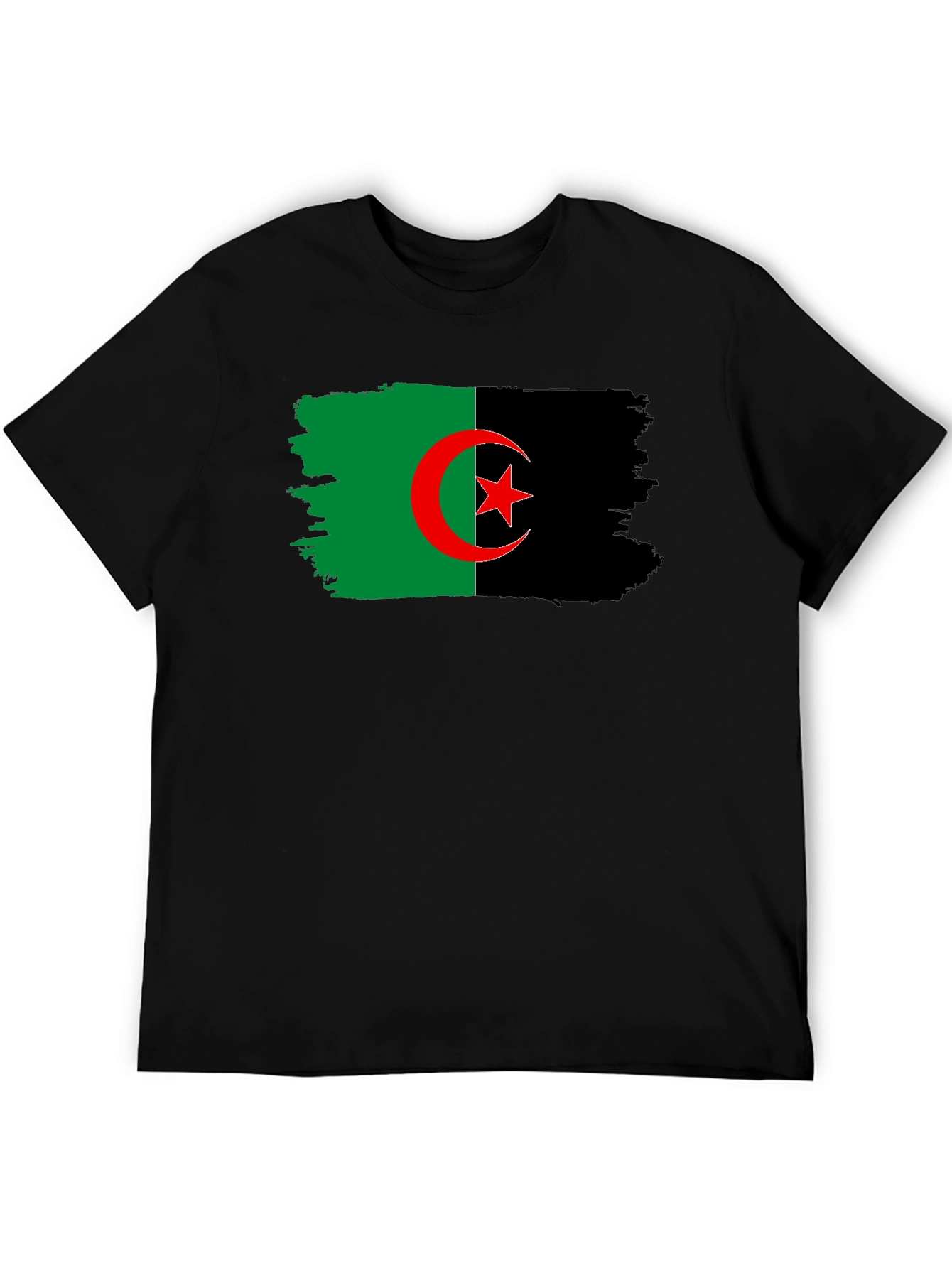 Camiseta Negra con Bandera de Argelia