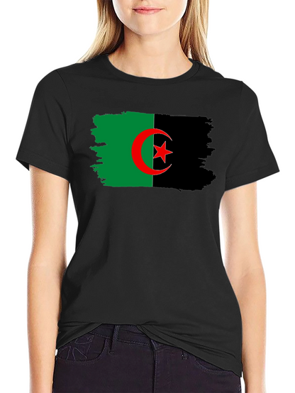 Camiseta Negra con Bandera de Argelia