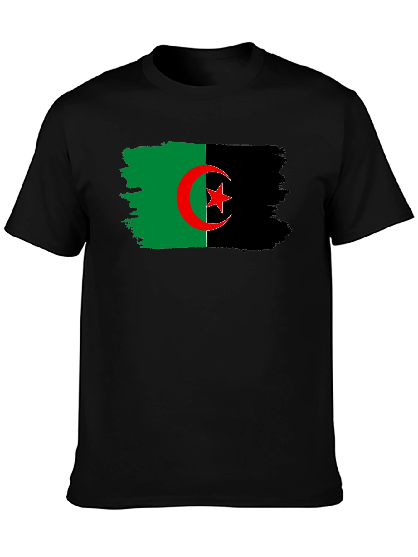 Camiseta Negra con Bandera de Argelia