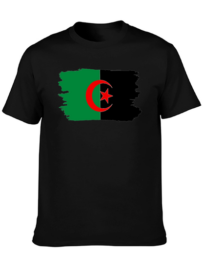 Camiseta Negra con Bandera de Argelia