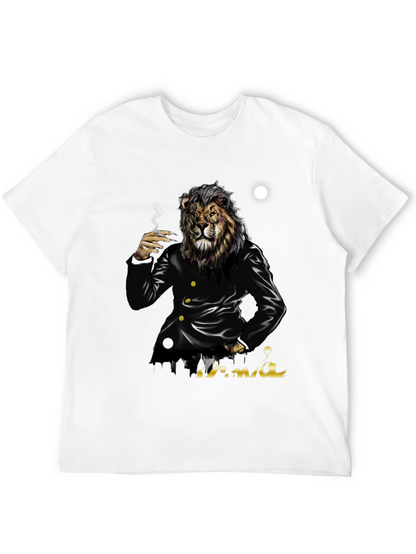 Camiseta Negra con Diseño de León Mafioso