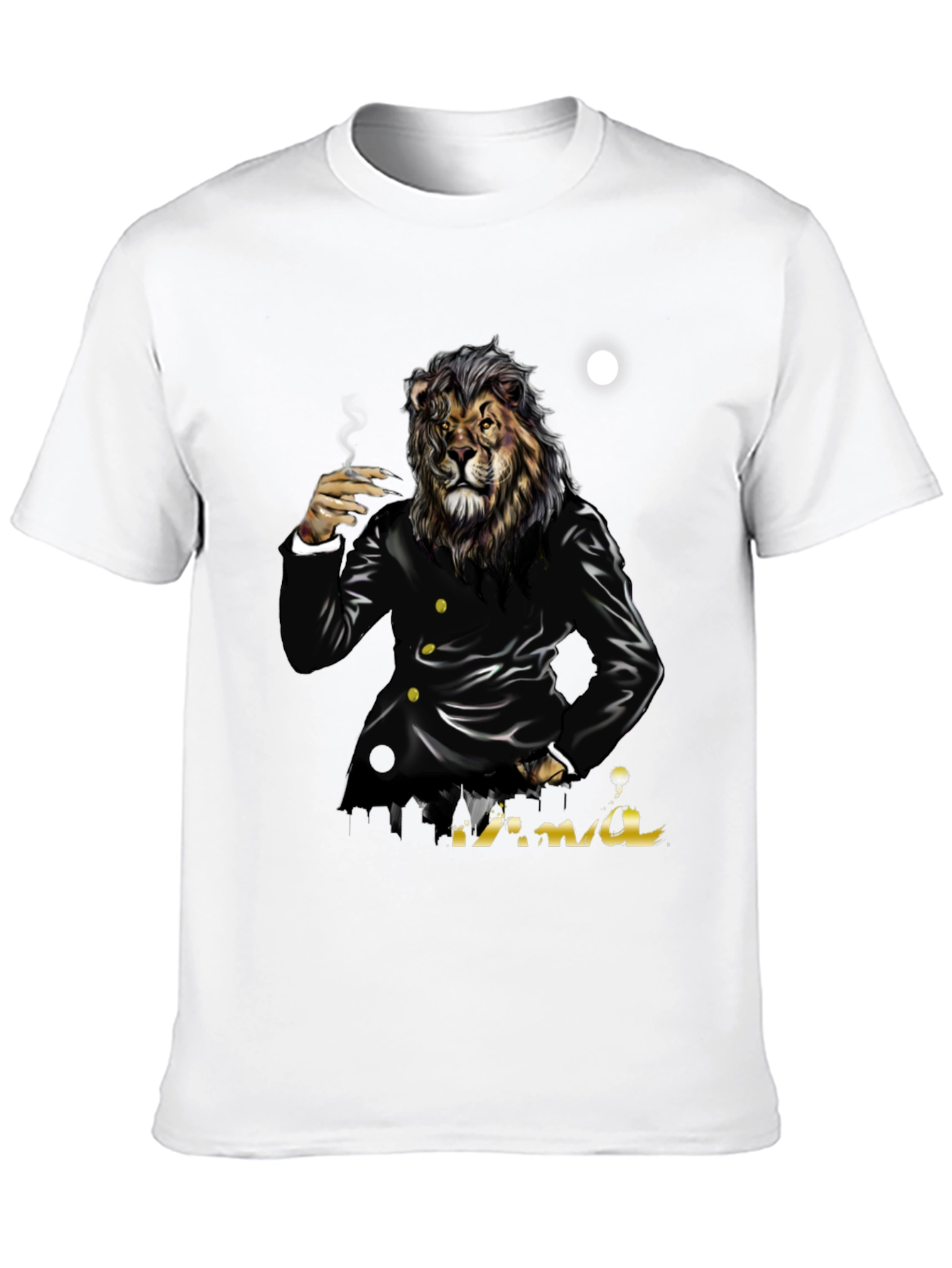 Camiseta Negra con Diseño de León Mafioso