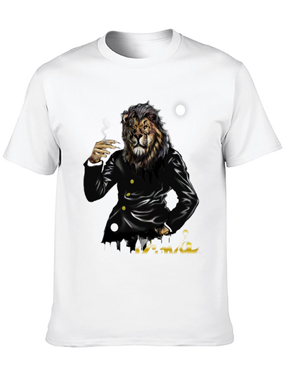 Camiseta Negra con Diseño de León Mafioso
