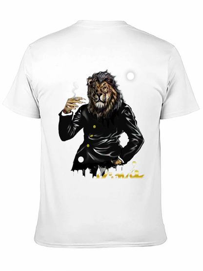 Camiseta Negra con Diseño de León Mafioso