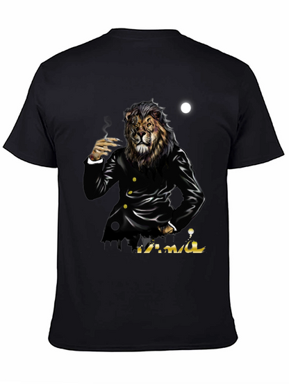 Camiseta Negra con Diseño de León Mafioso