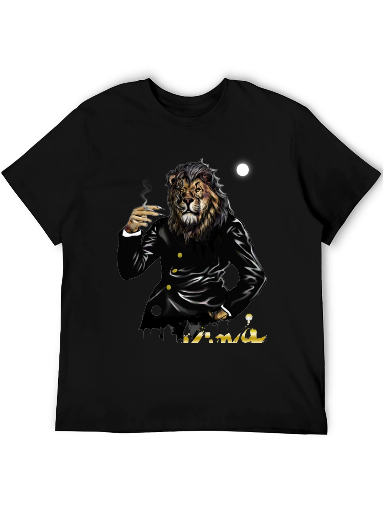 Camiseta Negra con Diseño de León Mafioso