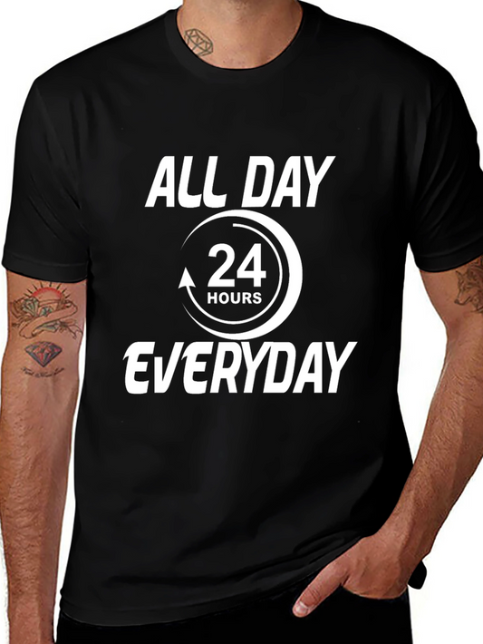 Camiseta Hombre Negro All Day Everyday 24 Hours