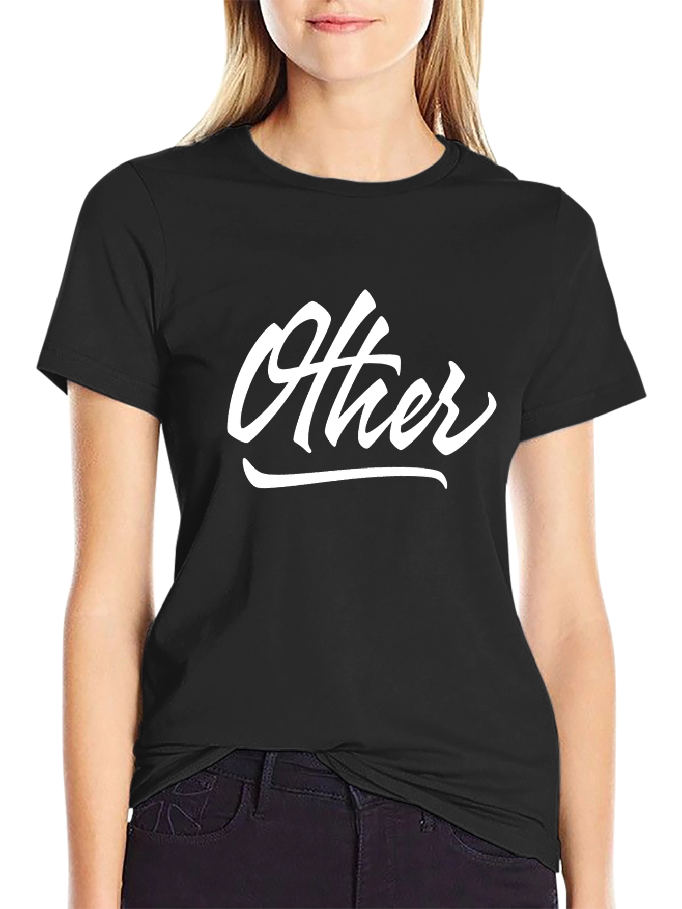 Camiseta Negra con Texto Other en Blanco