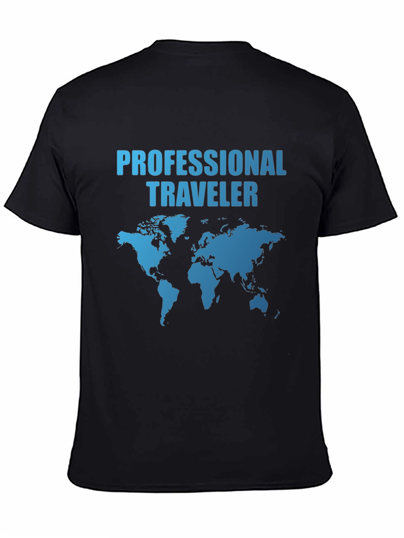 Camiseta Negra Professional Traveler Mapa Mundial