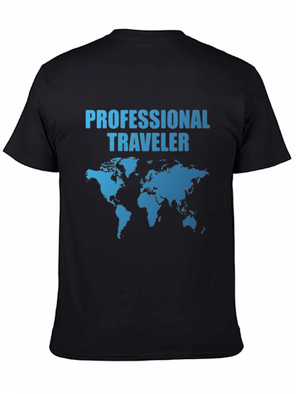 Camiseta Negra Professional Traveler Mapa Mundial