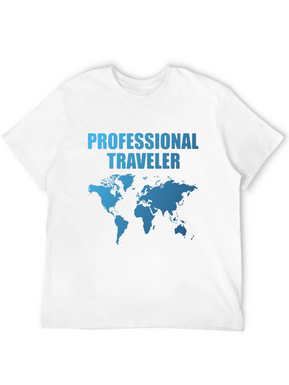 Camiseta Negra Professional Traveler Mapa Mundial