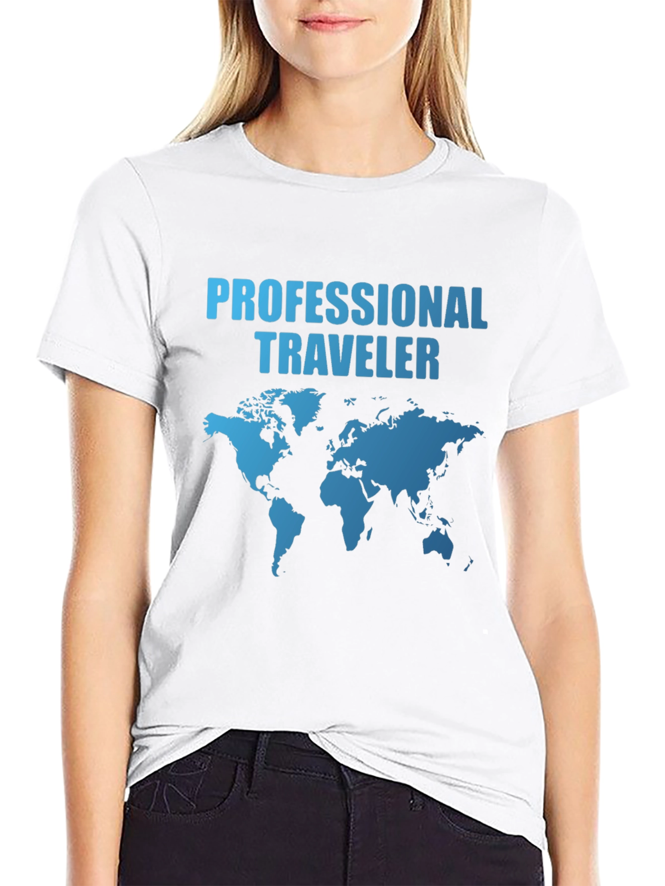 Camiseta Negra Professional Traveler Mapa Mundial