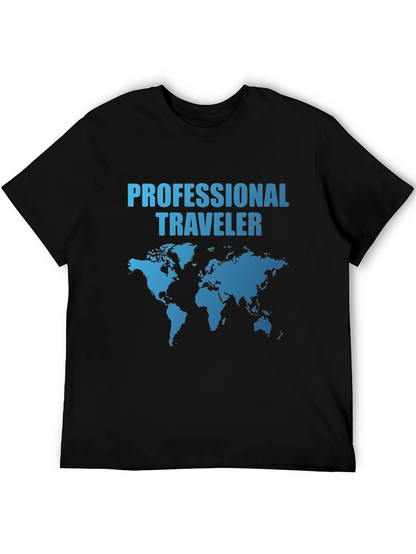 Camiseta Negra Professional Traveler Mapa Mundial
