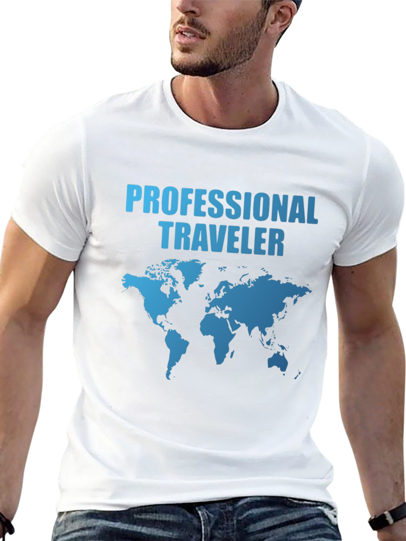 Camiseta Negra Professional Traveler Mapa Mundial