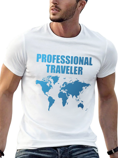 Camiseta Negra Professional Traveler Mapa Mundial