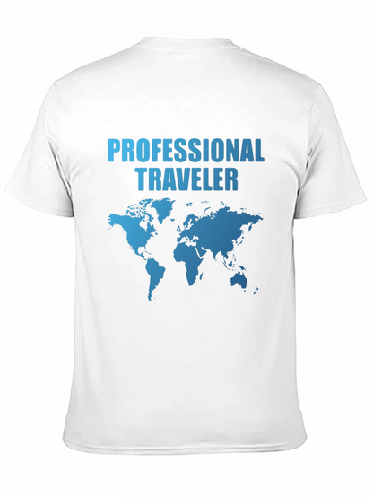 Camiseta Negra Professional Traveler Mapa Mundial