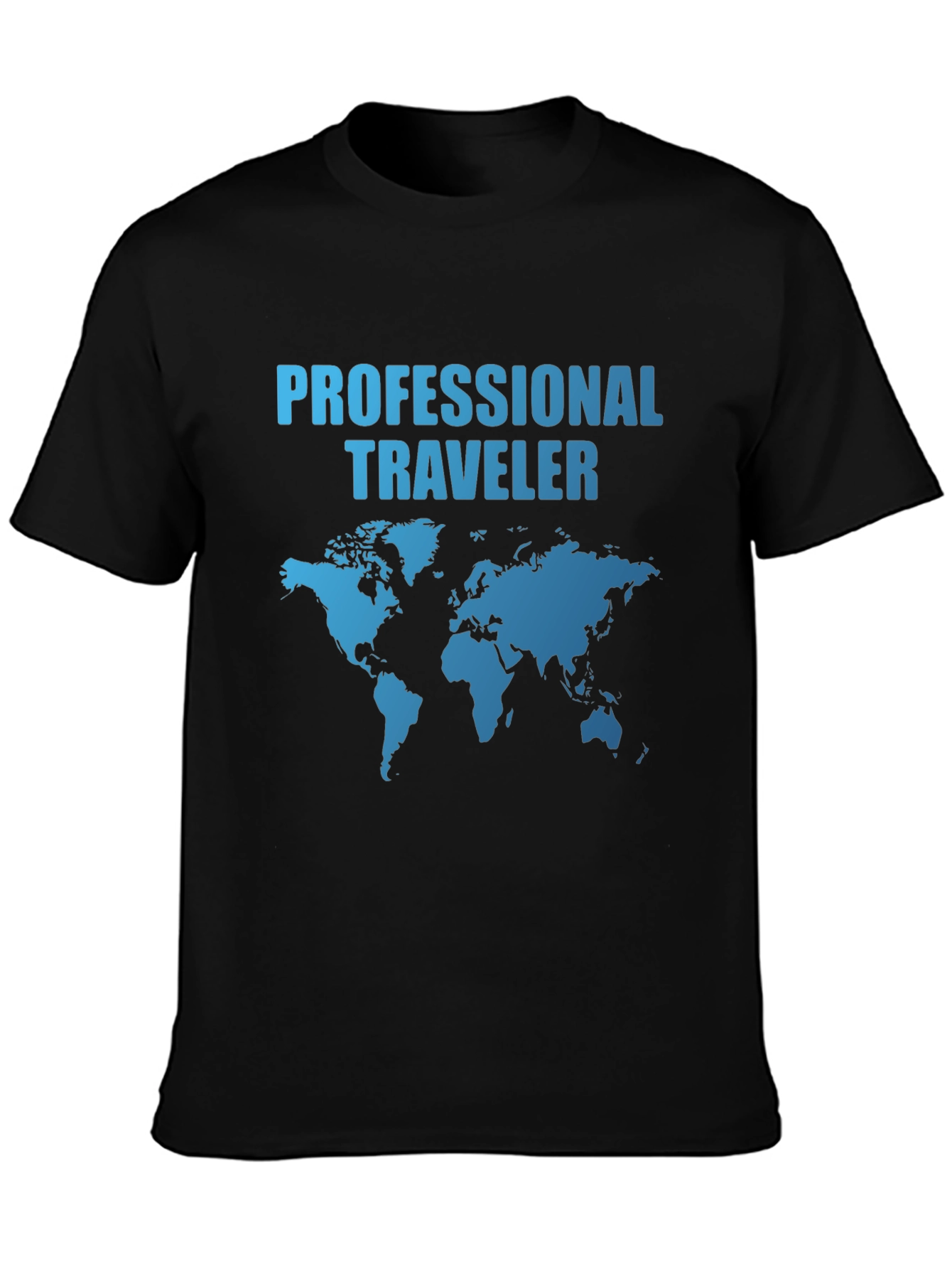 Camiseta Negra Professional Traveler Mapa Mundial