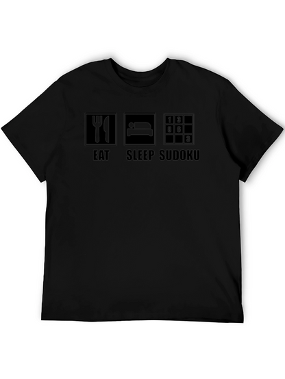 Camiseta Negra Eat Sleep Sudoku