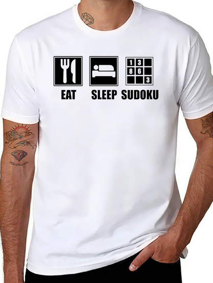 Camiseta Negra Eat Sleep Sudoku