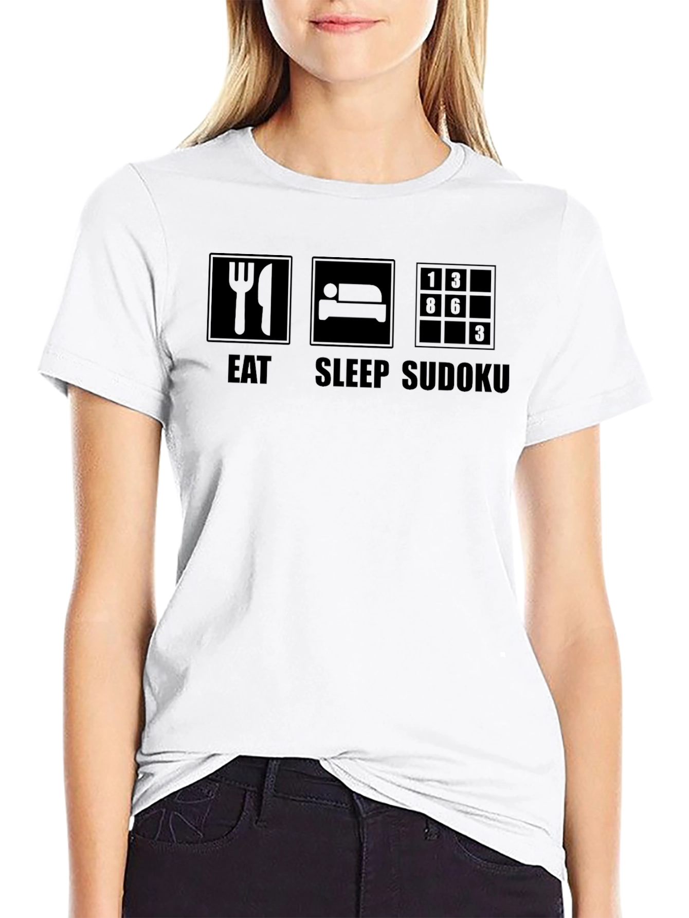 Camiseta Negra Eat Sleep Sudoku