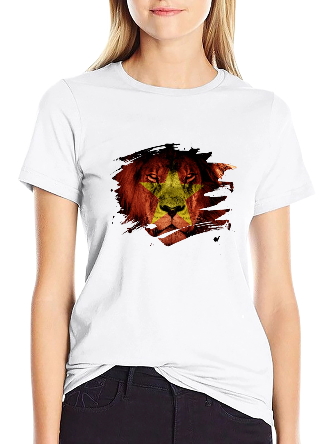 Camiseta Negra con Diseño de León Vietnamita