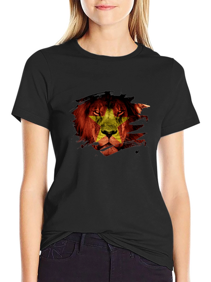 Camiseta Negra con Diseño de León Vietnamita