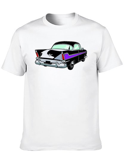 Camiseta Negra con Estampado de Coche Clásico