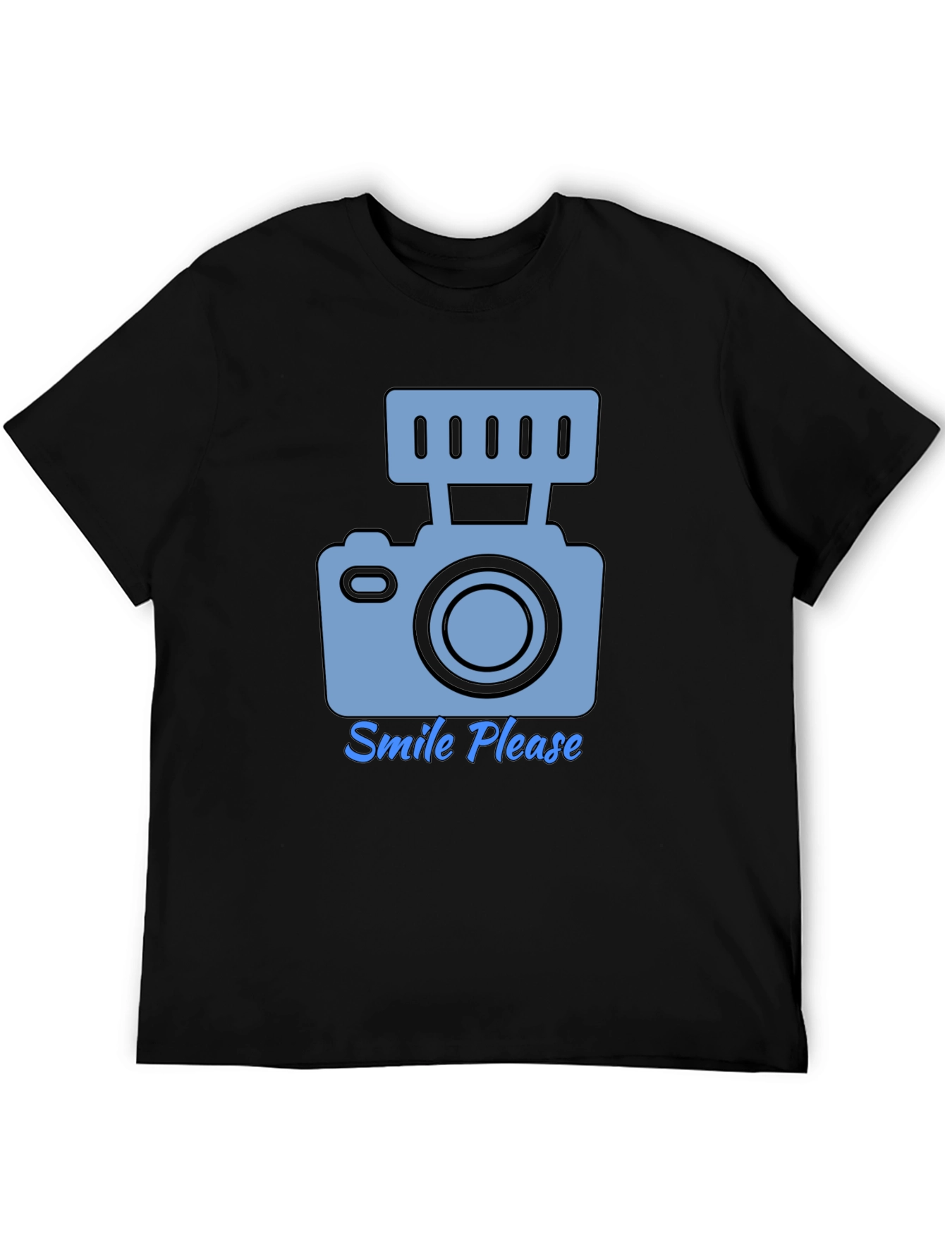 Camiseta Negra Smile Please para Amantes de la Fotografía