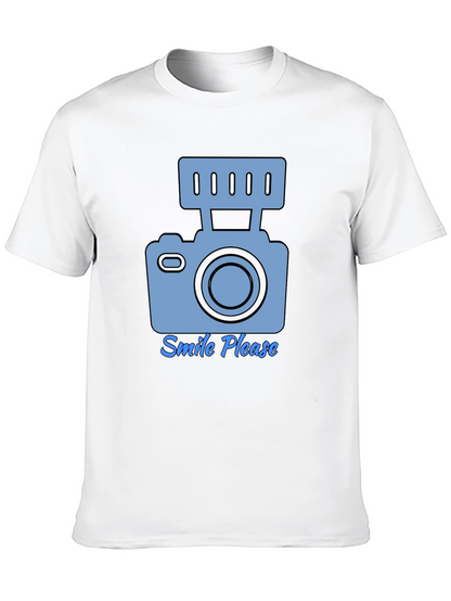 Camiseta Negra Smile Please para Amantes de la Fotografía