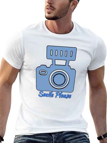 Camiseta Negra Smile Please para Amantes de la Fotografía