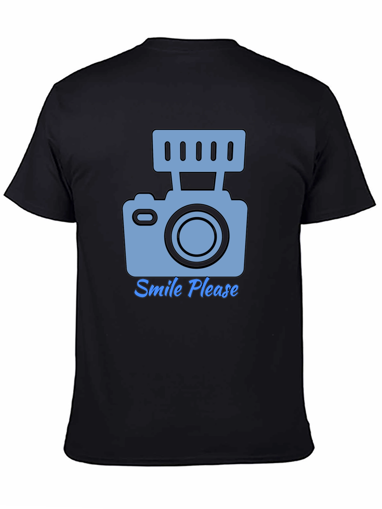 Camiseta Negra Smile Please para Amantes de la Fotografía