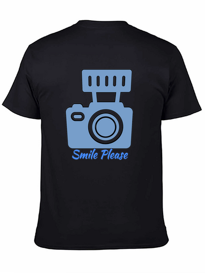 Camiseta Negra Smile Please para Amantes de la Fotografía