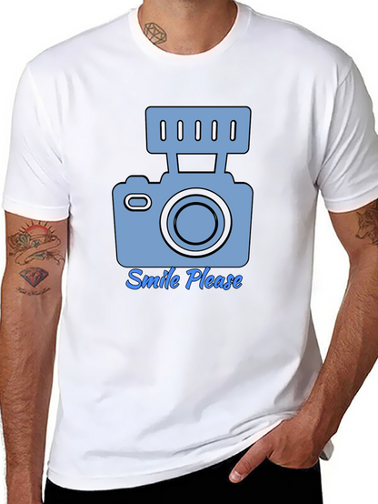Camiseta Negra Smile Please para Amantes de la Fotografía