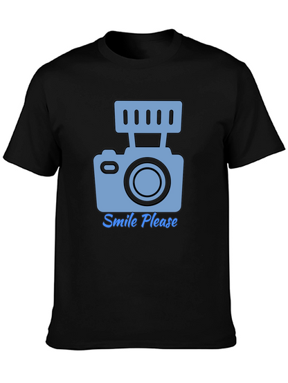Camiseta Negra Smile Please para Amantes de la Fotografía