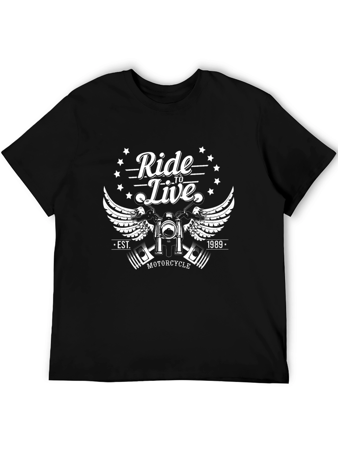 Camiseta Negra Motocicleta Ride to Live