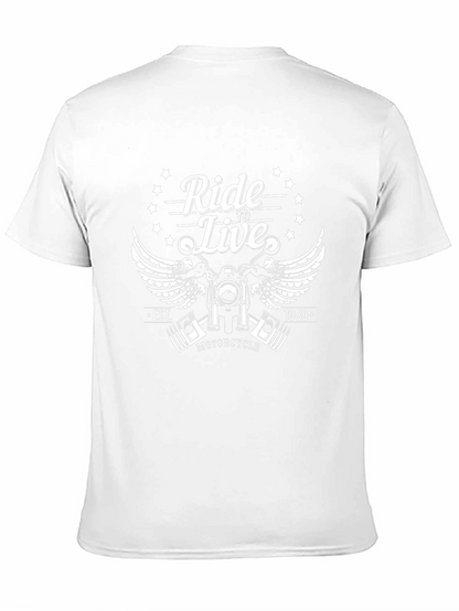 Camiseta Negra Motocicleta Ride to Live