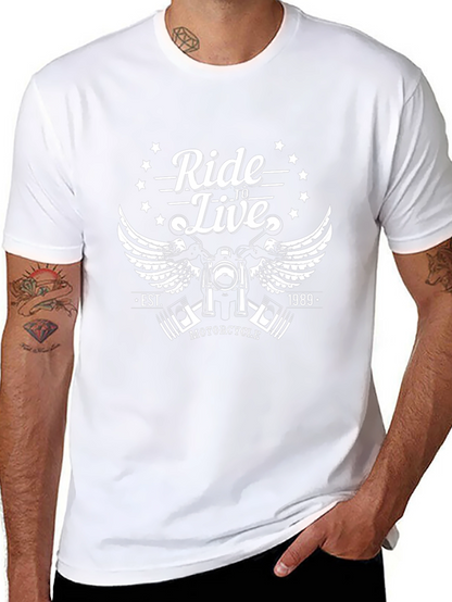 Camiseta Negra Motocicleta Ride to Live
