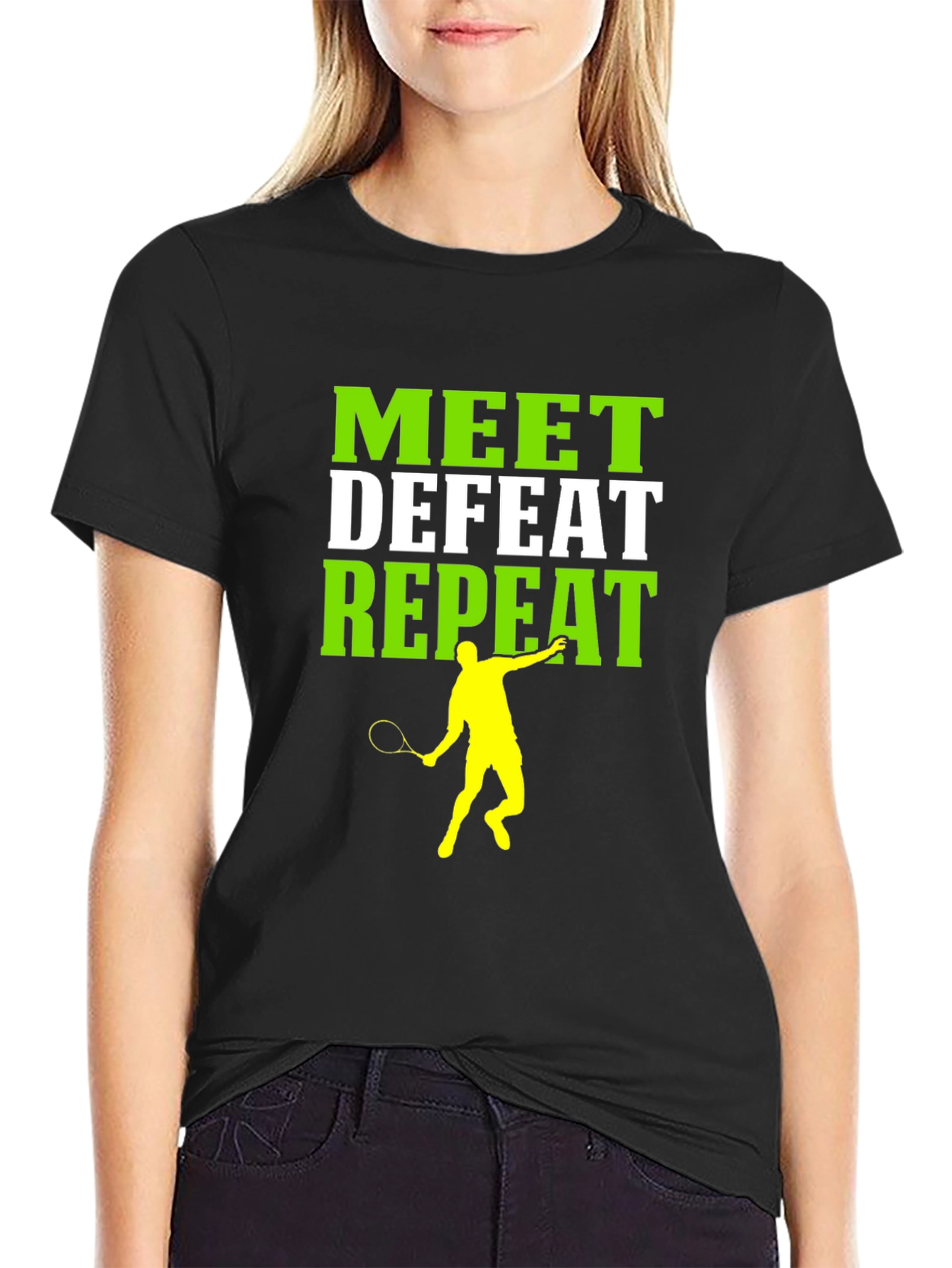 Camiseta Deportiva Meet Defeat Repeat