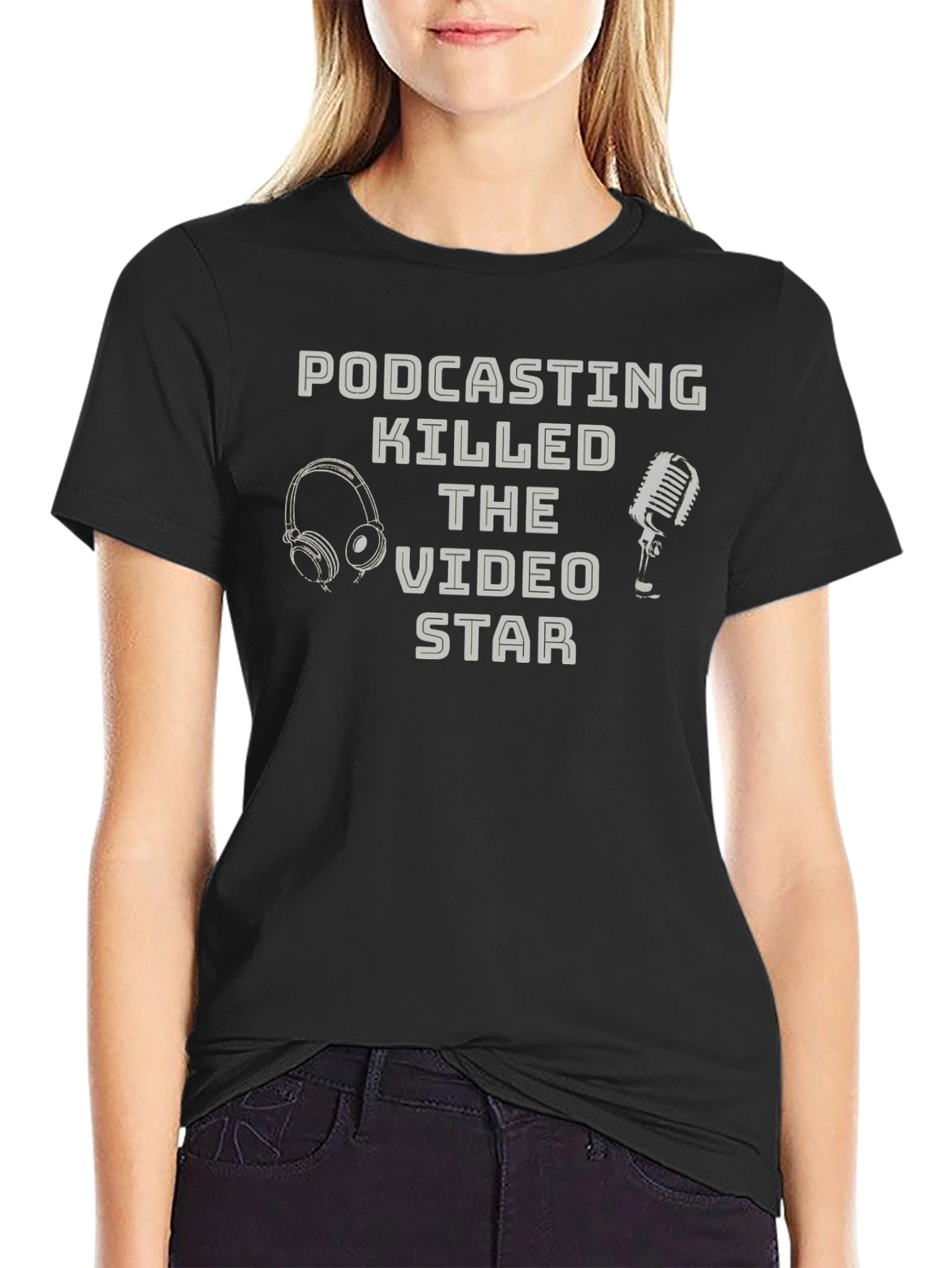Camiseta Negra Podcasting Killed The Video Star