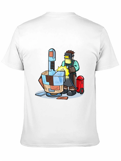 Camiseta Negra con Diseño de Soldador Futurista