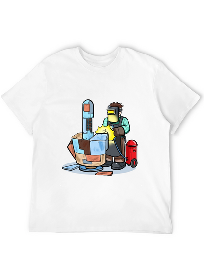 Camiseta Negra con Diseño de Soldador Futurista