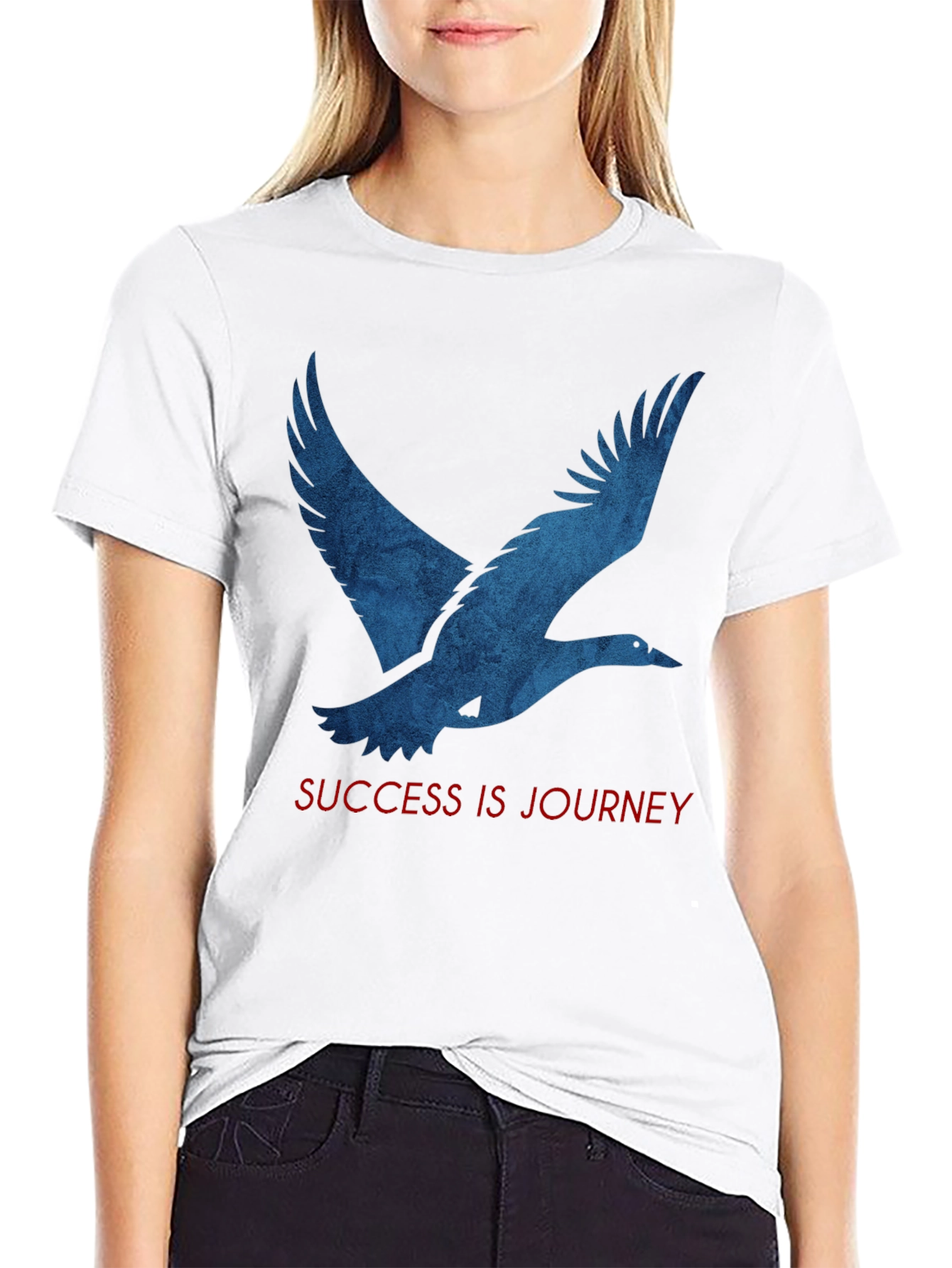 Camiseta Negra: Pájaro Azul y Mensaje Inspirador