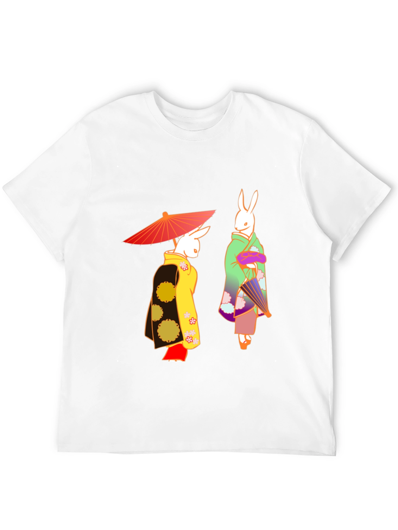 Camiseta Negra con Conejos Japoneses