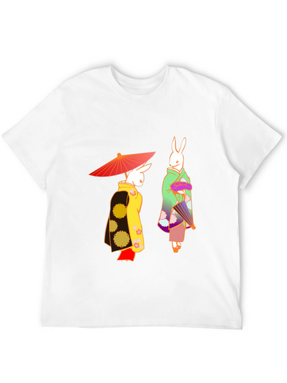 Camiseta Negra con Conejos Japoneses