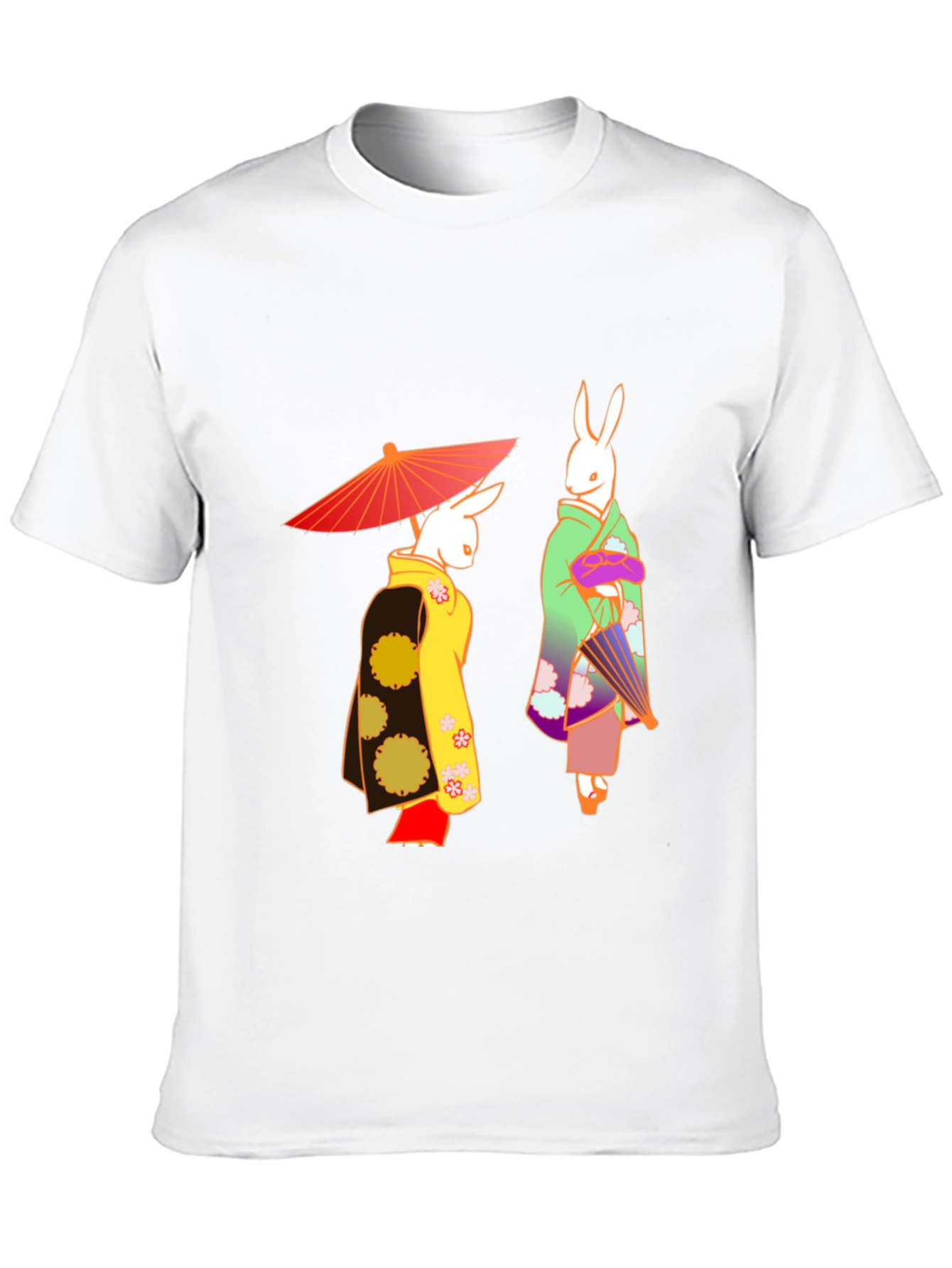 Camiseta Negra con Conejos Japoneses