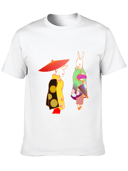 Camiseta Negra con Conejos Japoneses